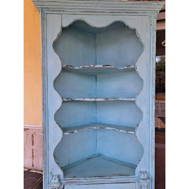 Wood Rustic Lacquer Corner Cabinet with Shelves For Sale - Image 7 of 10