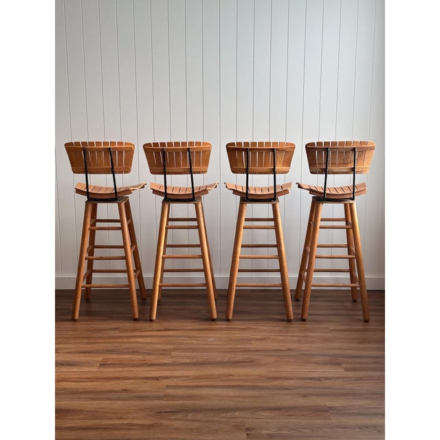 Mid Century Modern Bar Stools Attributed to Arthur Umanoff, Set of 4 For Sale - Image 15 of 16