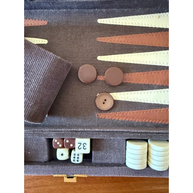 1970s Vintage Corduroy Backgammon Game in Case, Complete For Sale - Image 5 of 7