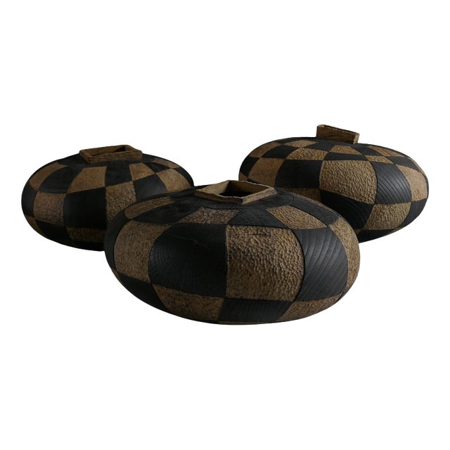 Mr Vénérable Is Dressed Vases in Oak Wood by Yann Marot, Set of 3 For Sale