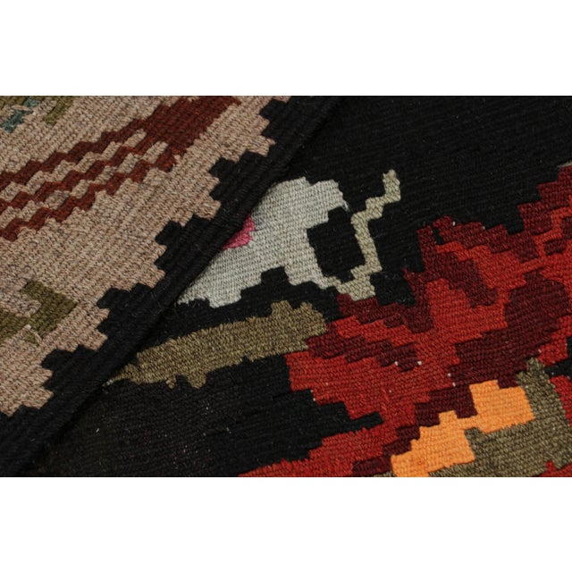 Rug & Kilim Mid Century Bessarabian Kilim Black Beige Red Floral Turkish Flat Weave Rug For Sale - Image 4 of 7