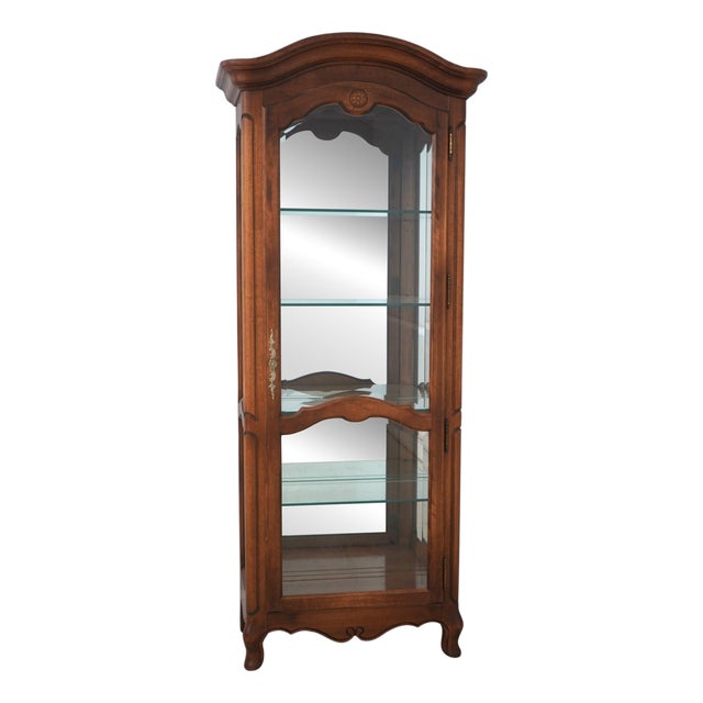 1980s Ethan Allen French Country Birch Curio Display Cabinet For Sale