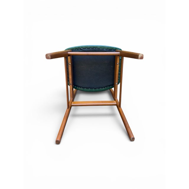 Dark Green Pair of Mid-Century Modern Danish Teak Chairs by Sax – Rich Green Upholstery For Sale - Image 8 of 11
