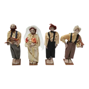 Outsider Art Hand-Carved "Shotgun Wedding" Tableau