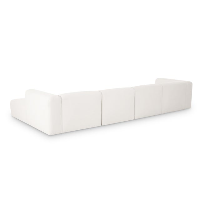 Boho Chic Tarra 4-Piece Cream Chenille Modular U-Sectional For Sale - Image 3 of 5