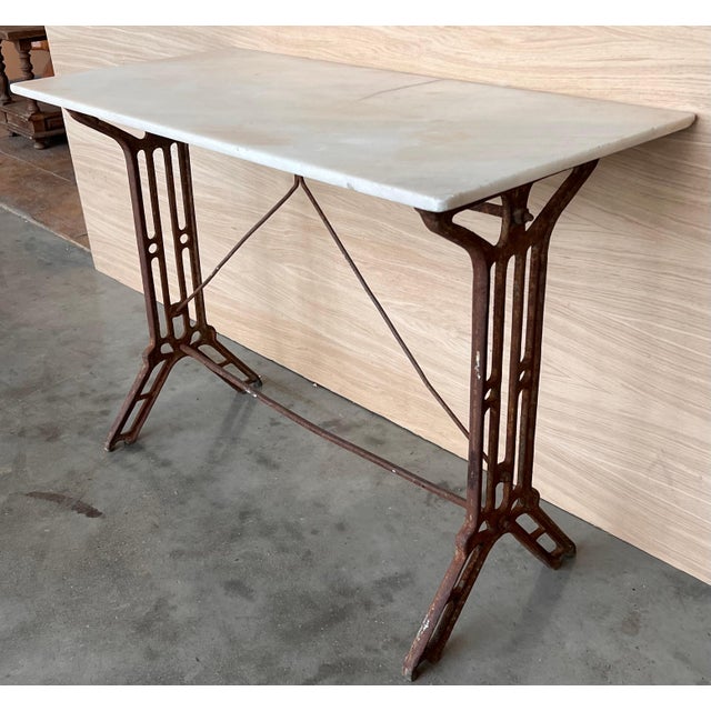Early 20th Century French Solid Cast Iron French Scrolling Bistro Table with Marble Top For Sale - Image 18 of 18