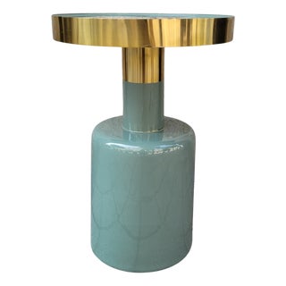 Glossy Aluminum, Enamel and Jade Side Table, France, 1990s For Sale