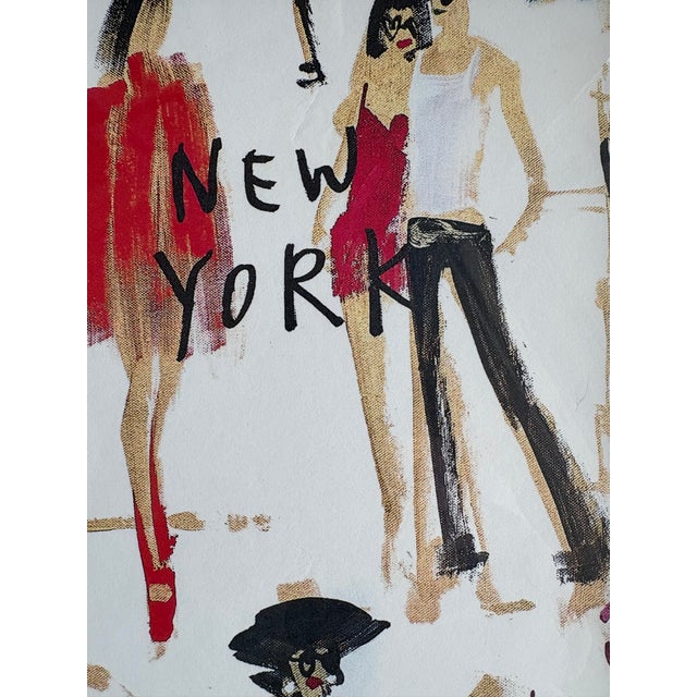 Contemporary Donald Robertson Drawbertson Repro New York Fashionista Print in Vintage Hand-Painted Frame For Sale - Image 4 of 5