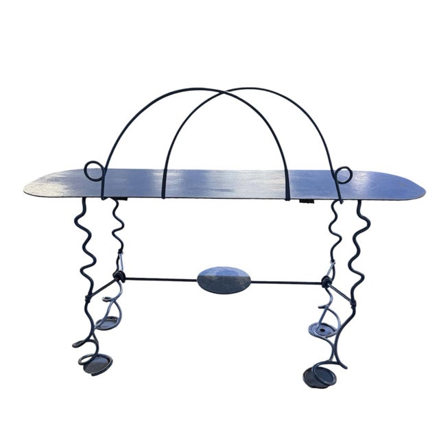 1995 Postmodern Memphis Iron Entry Console Table For Sale - Image 4 of 12