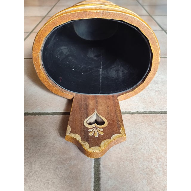 Wood Vintage Wooden Umbrella Stand with Folk Art Painting, 1970s For Sale - Image 7 of 10