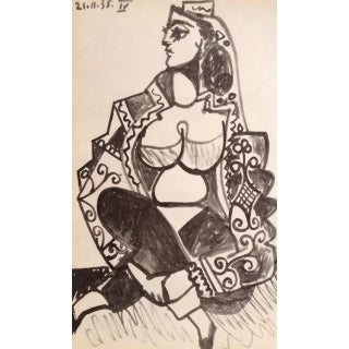 1990s Picasso Sketchbook Carnet De La Californie Print # 4 Dated 21/11/1955 For Sale