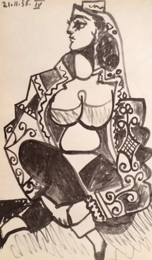 1990s Picasso Sketchbook Carnet De La Californie Print # 4 Dated 21/11/1955