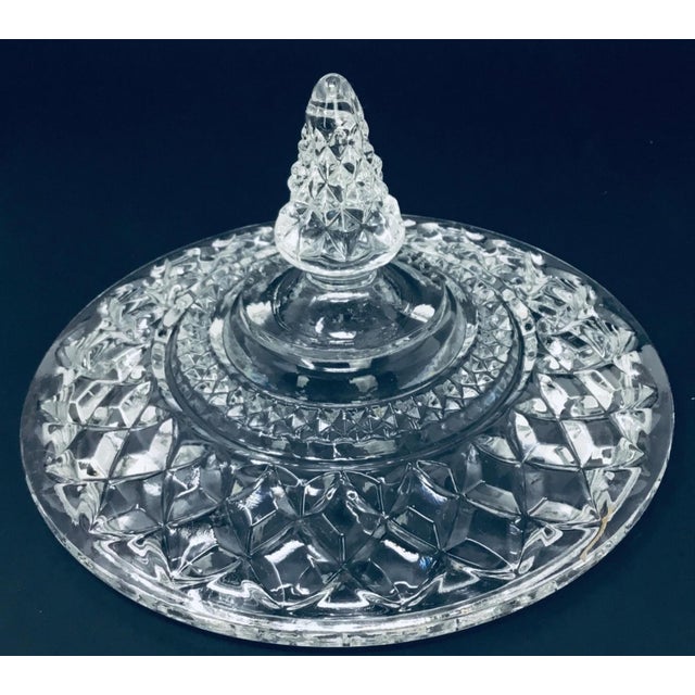 Vintage Clear Glass Pedestal Candy Dish With Lid in Wexford Pattern by Anchor Hocking For Sale - Image 10 of 12