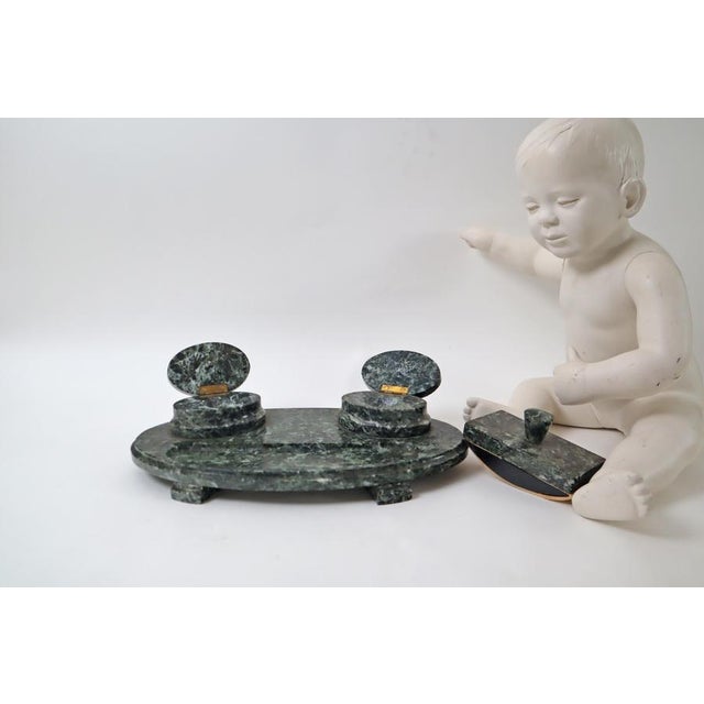Black Art Deco Serpentine Extinguishing Cradle Desk Set, Germany, 1920s, Set of 2 For Sale - Image 8 of 15