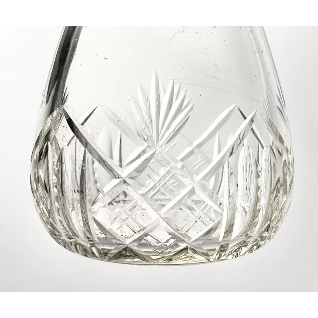 1970s English Cut Glass & Stainless Top Tea Caddy Holder 5” Fan & X Cuts No chips, cracks, or fleabites. However bottom of...