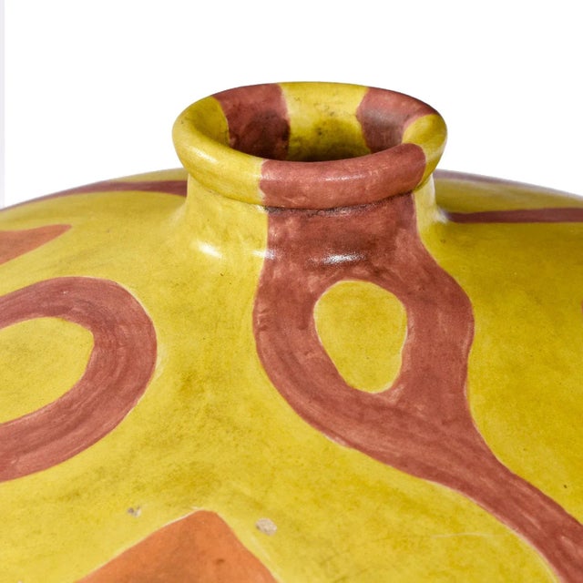 Early 21st Century Shawn Banks Organic Modern Yellow and Orange Gourd Shaped Large Ceramic Vase For Sale - Image 5 of 7