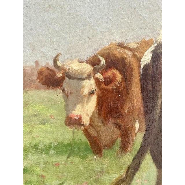Aymar Alexandre Pezant, Cows in a Meadow in Spring, Oil on Canvas, Framed For Sale - Image 7 of 10
