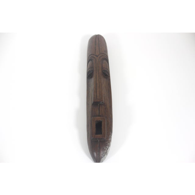 Mid Century Carved Wood Face Mask Signed by Artist For Sale - Image 12 of 17
