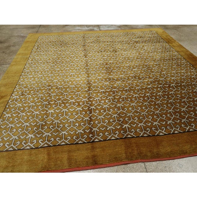 Ivory Galerie Shabab Collection Mid-20th Century Turkish Anatolian Square Carpet For Sale - Image 8 of 10