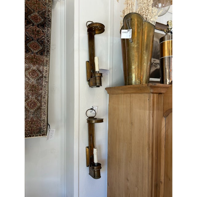 Metal Vintage Brass Wall Sconces With New Wiring - a Pair For Sale - Image 7 of 11