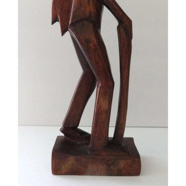 Late 20th Century Hand-Carved Wooden African Tribal Hunter Statue For Sale - Image 11 of 11