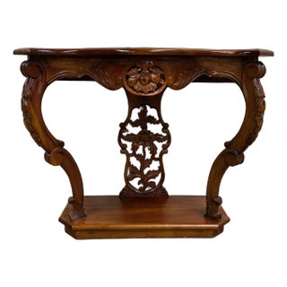 Vintage Carved Mahogany Serpentine Console Table Hall Table Entryway Table For Sale