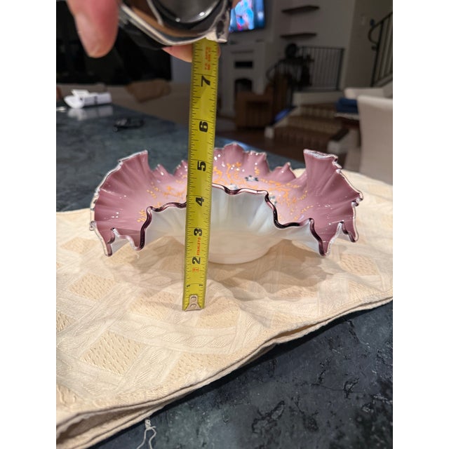 Glass Victorian-Era Hand-Blown Art Glass Bride's Bowl For Sale - Image 7 of 9