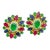 Natural Emerald, Ruby, Sapphire, & Diamond Earring in 14k Gold For Sale