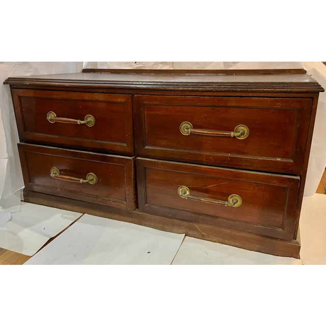 19th Century Vintage Mahogany Drapery Shop Drawers & Brass Hardware For Sale - Image 13 of 13