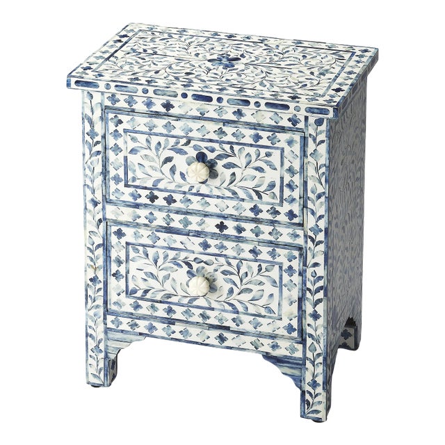 Vivienne Bone Inlay Accent Chest, Blue For Sale