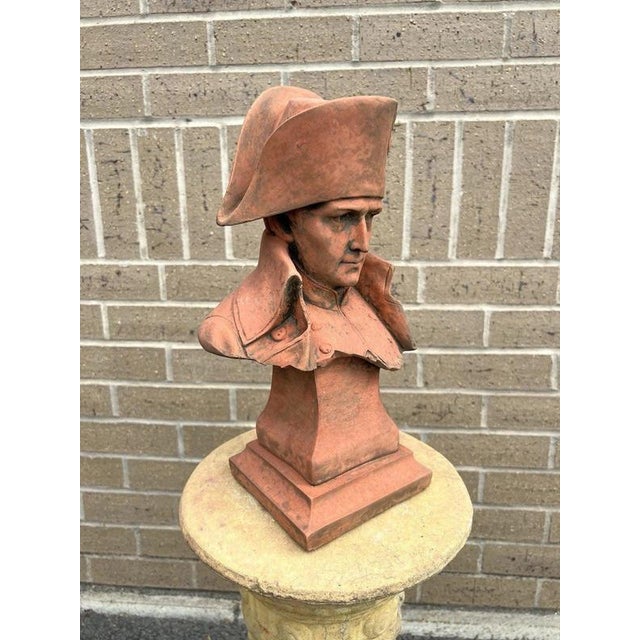 Stone Napoleon Bonaparte Cast Stone Bust with Terracotta Finish Garden Ornament For Sale - Image 7 of 18