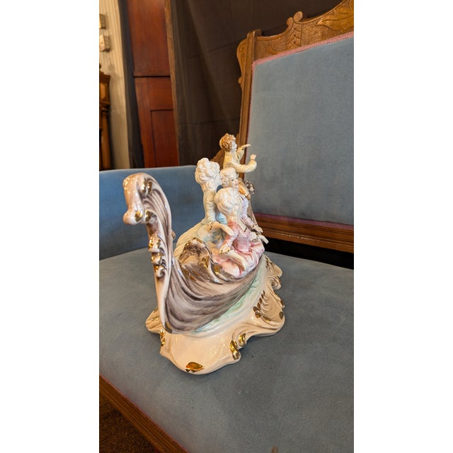 Mid 20th Century Capodimonte Style Italian Gondola For Sale - Image 5 of 8