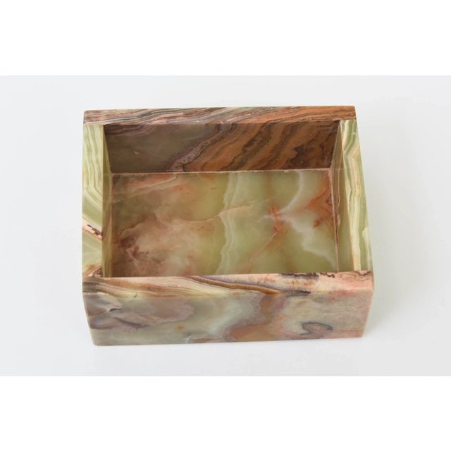 Vintage MId Century Modern Italian Alabaster Small LIdded Box Green, Brown, Burnt Orange, Gray For Sale - Image 9 of 11