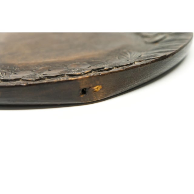 Late 20th Century Cherry Blossom Carved Wood Decorative Plates Chargers Trivets Set of 3 For Sale - Image 5 of 6