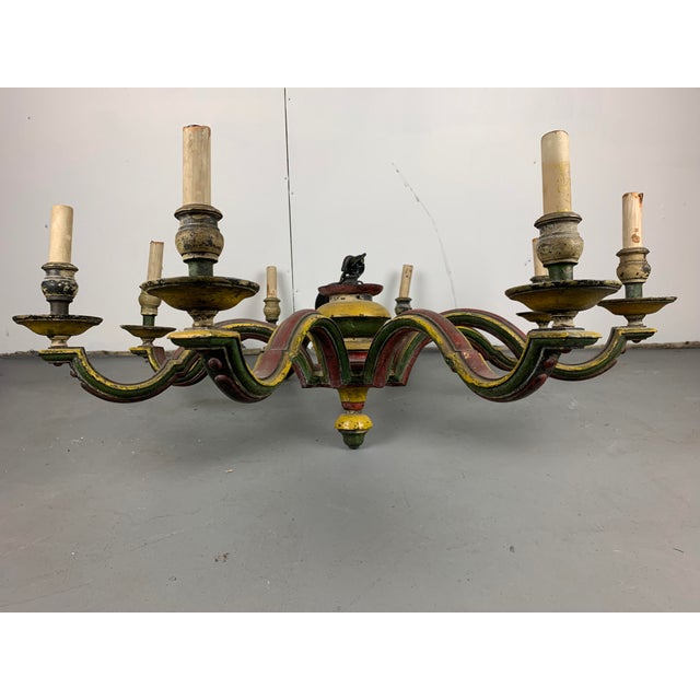 Early 20th Century Antique Italian Painted Brass Chandelier For Sale - Image 5 of 10