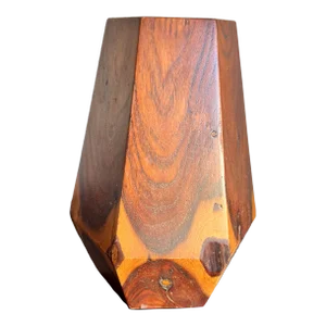 1943 Poston Arizona Camp Art Handcrafted Wood Hexagonal Vase