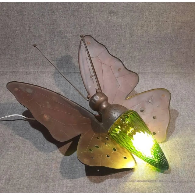 Mid-Century Modern Midcentury Big Italian Rare Butterfly Detailed Green Glass Body Sconce For Sale - Image 3 of 12
