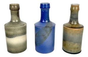 Ceramic Vase Bottles by Nanni Valentini for Laboratory Pesaro, Italy, 1960s, Set of 3