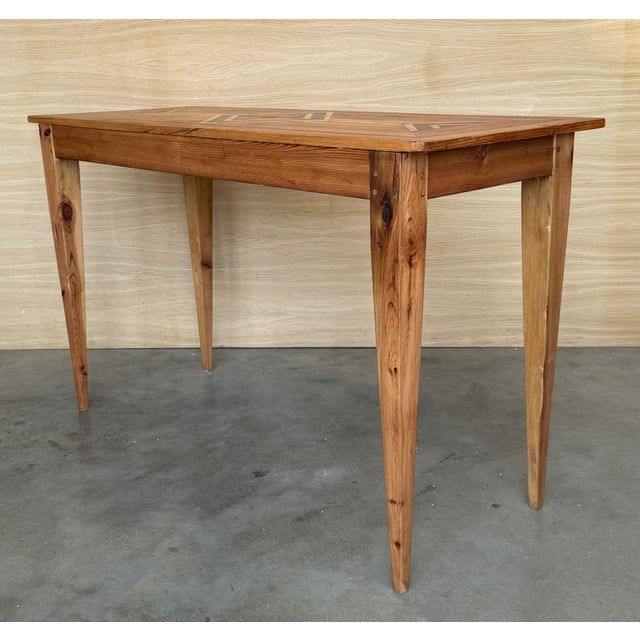 Late 20th Century Geometric Marquetry Console Sofa Table with Tapered Legs For Sale - Image 17 of 18