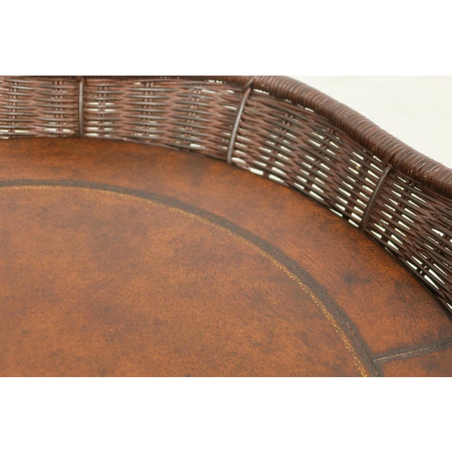 Metal Clawfoot Iron Base Occasional Table W. Leather Top For Sale - Image 7 of 9
