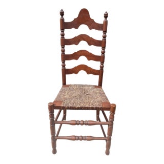 1960s Ladderback Dining Chair Rush Woven Seat For Sale