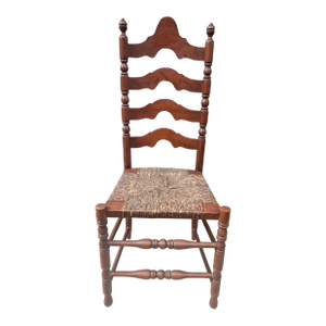 1960s Ladderback Dining Chair Rush Woven Seat