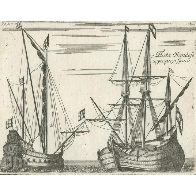Vincenzo Coronelli, Dutch Inland Sailing Boats, 1690, Copper Engraving on Paper For Sale - Image 6 of 10
