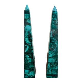 Neoclassical Grand Tour Malachite Obelisks, Pair For Sale