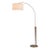 Nova of California 1970s Walnut Scalloped Arc Floor Lamp - Weathered Brass, White Linen, Diffuser, Dimmer For Sale