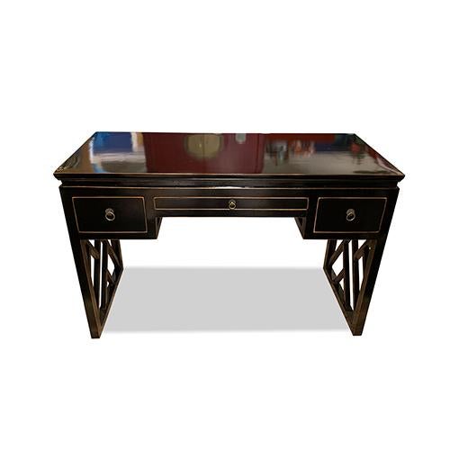 This desk is made out of Asian elm wood. It is modern Asian style with panel legs design.