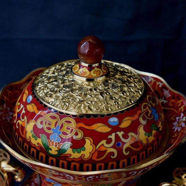 Metal Early 21st Century "Fortune & Honor" Cloisonné Enamel Vase by Master Mi Zhenxiong for China Gold Coin Inc. For Sale - Image 7 of 9