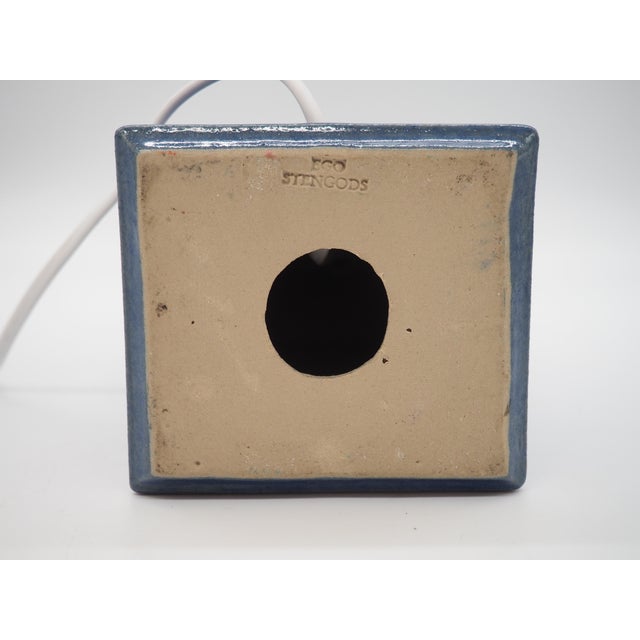 Blue Ego Stoneware Table Lamp by Bruno Karlsson for Ego Stengods, Sweden, 1970s For Sale - Image 8 of 10