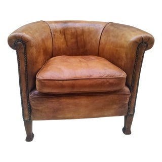 Art Deco Club Chair in Sheepskin Leather, France, 1930 For Sale