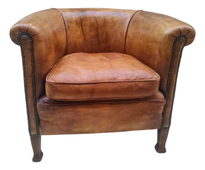 Art Deco Club Chair in Sheepskin Leather, France, 1930